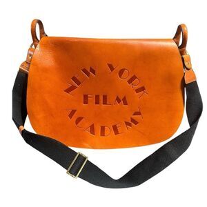 New York Film Academy Genuine Leather Portfolio Messenger Bag in Cognac